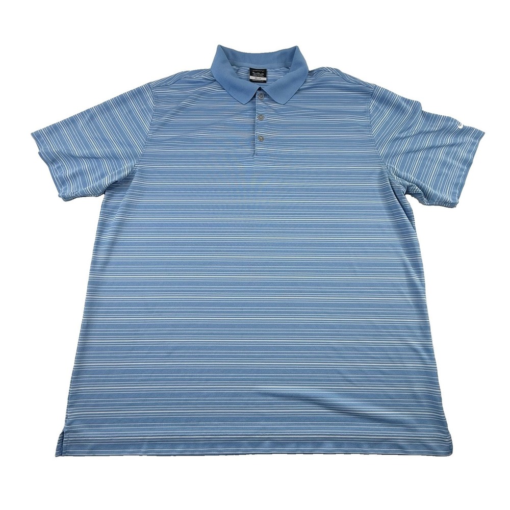 Nike Golf Dri Fit Polo Shirt Blue White Striped Men's XXL